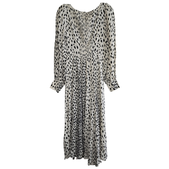 Reformation Alessi Midi Dress in Cheetah Print 4 Black White Long Sleeve - Picture 7 of 11